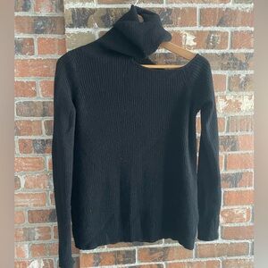 Sophisticated Roi Black Cashmere Turtleneck Sweater With Shoulder cutout